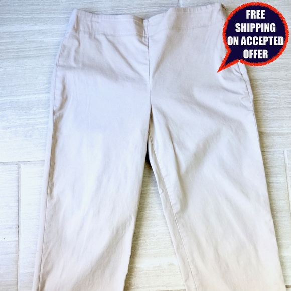 Talbots Pants - Talbots Khaki Flat Front Side Zip Crop Pants